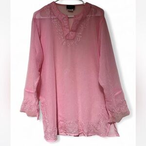 Elegant Pink Embroidered Tunic